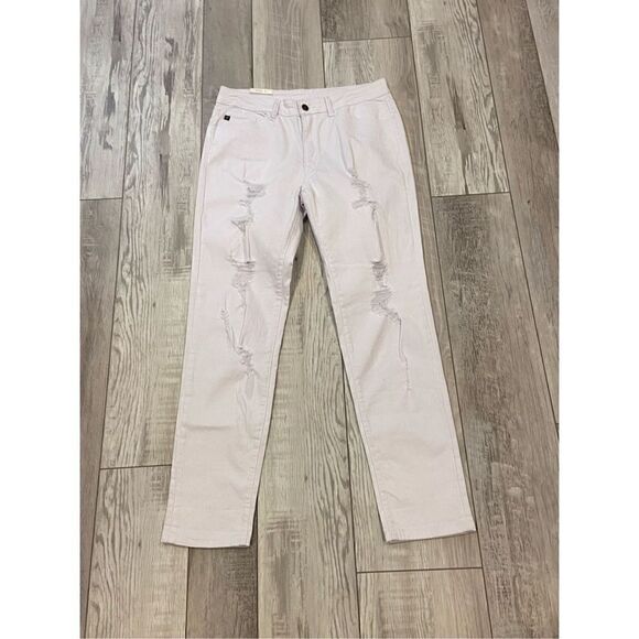 KanCan high rise straight fit distressed white jeans size 13 - Picture 1 of 12